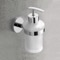 Soap Dispenser, Chrome, Wall Mounted, Frosted Glass